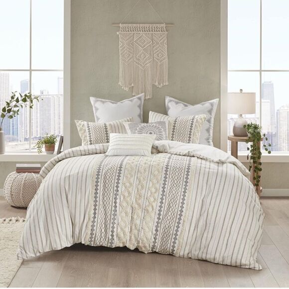 New! INK+IVY Imani 100% Cotton Duvet Mid Century Modern Design 3 Piece - Picture 15 of 16